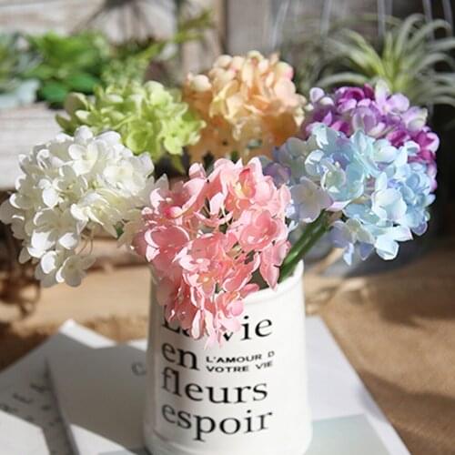 Artificial blue hydrangea silk flowers fabric bouquets for home wedding faux flowers decor table white fake flowers plastic stem