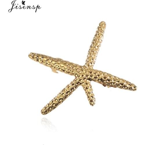 Jisensp Fashion Geometric Metal Coral Starfish Hair Clip for Women Barrette Hair Pin Gold Shell Big Star Hairpins Styling Tool
