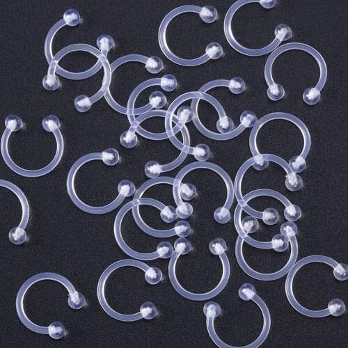 5pcs Clear Acrylic Nose Ring Hoop Septum Piercing Flexible Eyebrow Lip Ear Cartilage Earring Circular Horseshoe Body Jewelry 16G