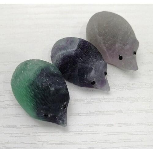 Beautiful Natural Rainbow Fluorite Crystal Quartz Hedgehog Carving Colorful Heart Love Stone for Gifts