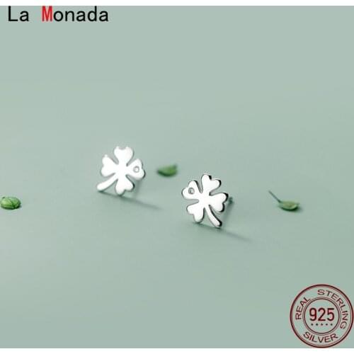 La Monada Women Silver Earrings 925 Stud Leaf Heart Small Earrings For Girl Stud Earrings Korean Women Jewelry Minimalist Female
