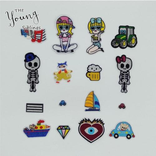 Fashion Cartoon kids Iron on Patches Badges DIY Embroidered Applique Sewing Fabric Patches Clothing Decorate Accessory Stickers