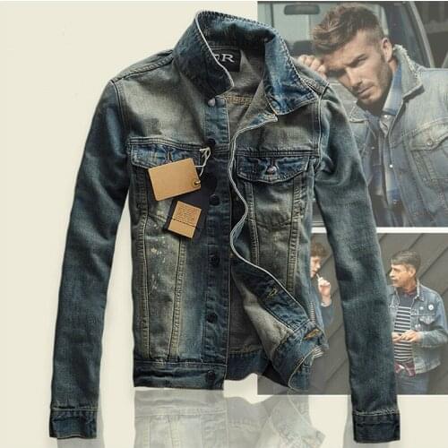 2021 Denim Jacket Men High-street Stand Collar Cotton Coat Washed Patchwork Distressed Cowboy Outwear Streetwear Vintage Jackets