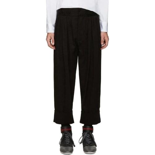 Mens clothing GD Hair Stylist fashion Catwalk loose straight edge roll casual pants plus size costumes