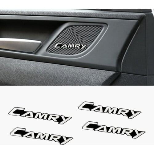 4pcs 3D aluminum speaker stereo speaker badge emblem Sticker for Toyota camry 40 50 2007 2008 2009 2018 accessories car styling