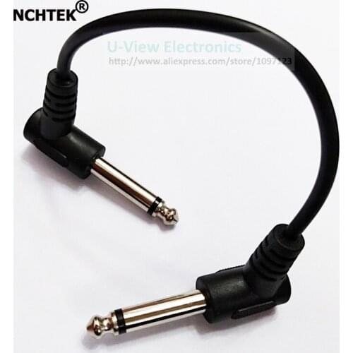 NCHTEK Dual 90 Degree Angled 6.35MM MONO Male to Male Jack Plug GUITAR Audio Connector CABLE About 20CM/Free DHL Shipping/100PCS