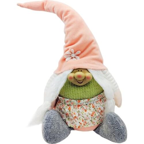 Easter Bunny Gnome Spring Holiday Home Decoration Plush Handmade Rabbit Swedish N58C