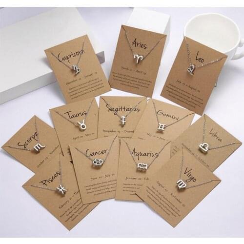 Star Zodiac Sign Pendant 12 Constellation Charm Gold Necklace Aries Cancer Leo Scorpio Necklace Jewelry Gifts
