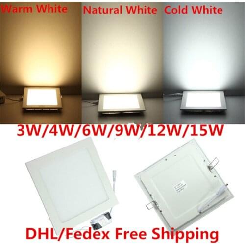 Dimmable LED Downlight 3W 4W 6W 9W 12W 15W 25W Recessed LED Ceiling Panel Light AC85-265V brightness adjustable 10pc free ship