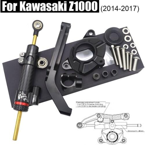 For Kawasaki Z1000 2014-2017 Motorcycle CNC Aluminum Alloy Adjustable Steering Damper Stabilizer Bracket Mounting Kit