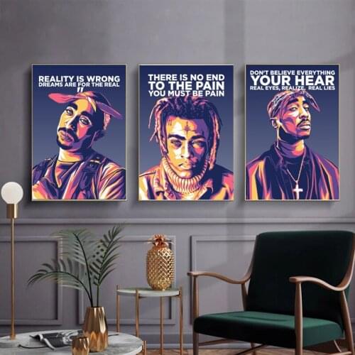 Figure Art Hip Hop Rapper Star Tupac Shakur Canvas Painting Portrait Posters and Prints Wall Picture for Room Home Cuadros Decor