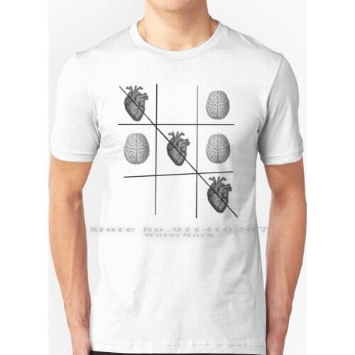 Heart Vs Brain T Shirt 100% Pure Cotton Hear Vs Brain Heart Brain Heart Wins Love Think Tic Tac Toe Game Lose Win