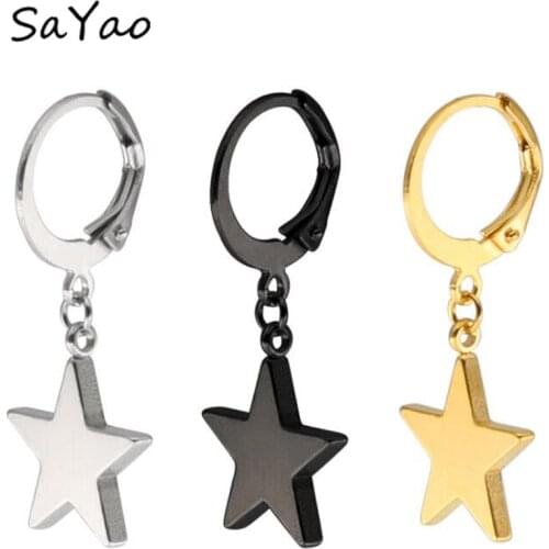 2Piece 10mm Round Huggie Earring Stainless Steel Hoop Ear Mens boy girl Star Earrings Stars Stud Earring Women Gift