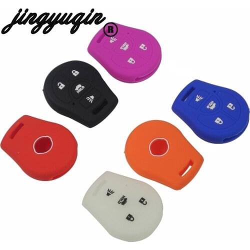 Jingyuqin Silicone Car Key Cover Case for Nissan Maxima Versa Altima Sentra Tiida Altima Armada 4 Buttons Car Key Case
