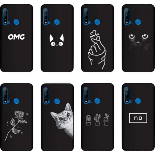 QAQsam Silicone Cover For Huawei P20 Lite 2019 Case Painting Flower Cat Moon Matte Phone Cases Funda