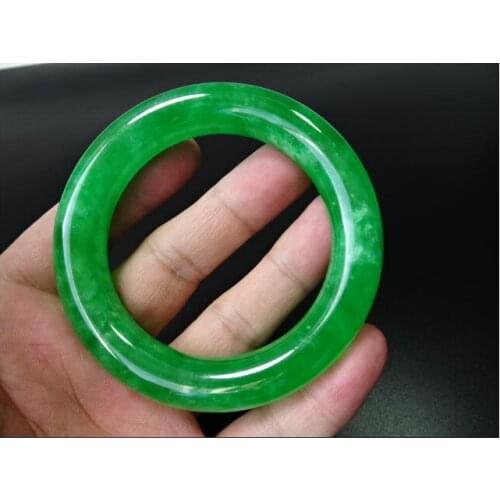 Old objects, antiques, Qing Dynasty, Zhengyang green jade bracelet, round bar, ice and waxy jade bracele