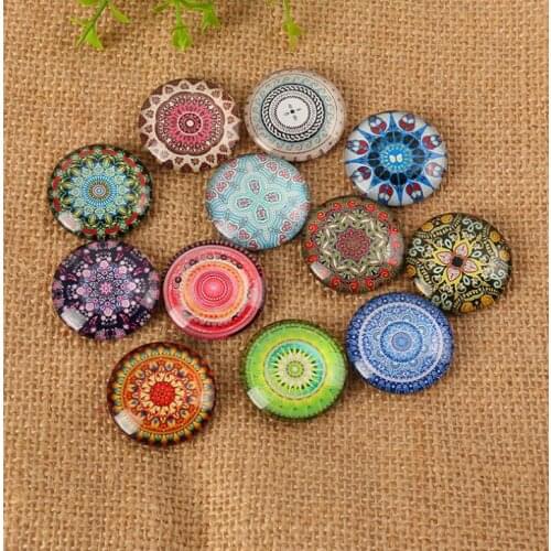 European style self-adhesion Mixed Color Mosaic Printed Glass Oval Cabochons for decoration wall