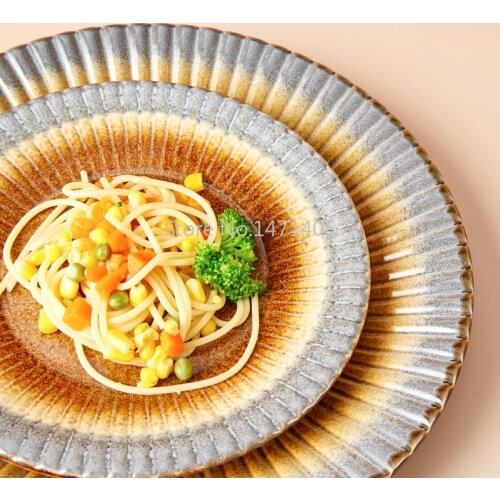 Steak Plate Creative Gradient Ceramic Tableware Western Food Plate Nordic Breakfast Plate Household Vegetable Plate Salad Plate