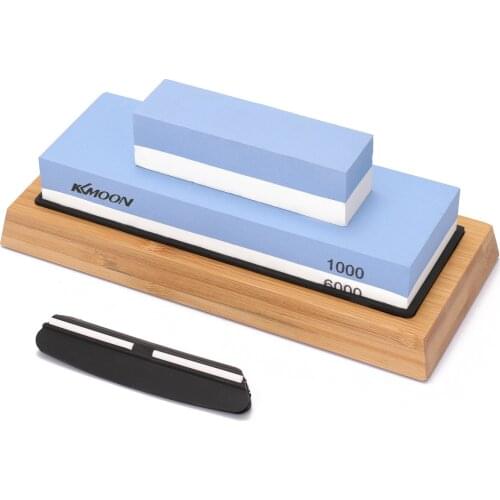 1000#/6000# Grit Premium Whetstone Cut Sharpening Stone Set Sharpener for All Blade Non Slip Base Cutter Sharpener