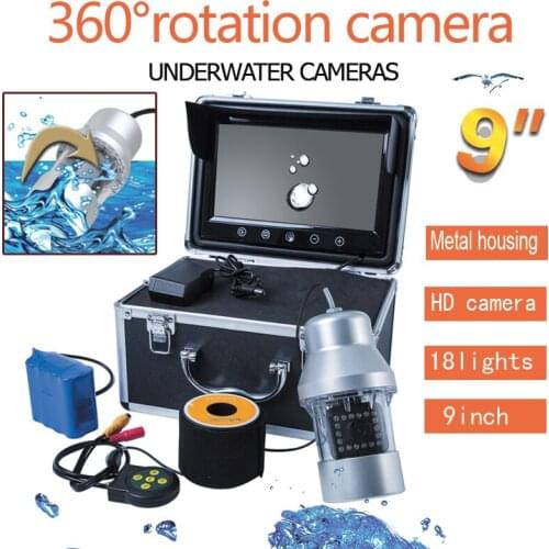 360 Rotation Fish Water Camera F08AL 9inch LCD Monitor 18Led Underter Monitor Fishing Camera Device Video Recorder Waterproof