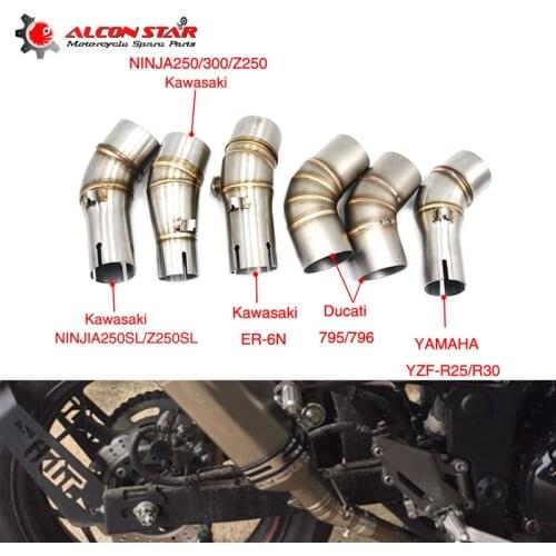 Alconstar Motorcycle Exhaust Middle Pipe Muffler Link Pipe For kawasaki ER6N NINJIA 250/300/Z250 DUCATI 795/796 YAMAHA R25/30