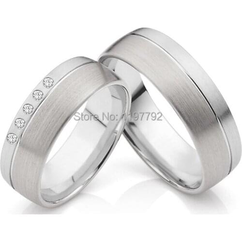 High end tailor made classic silver color sugical titanium steel Wedding Bands sets for men and Women