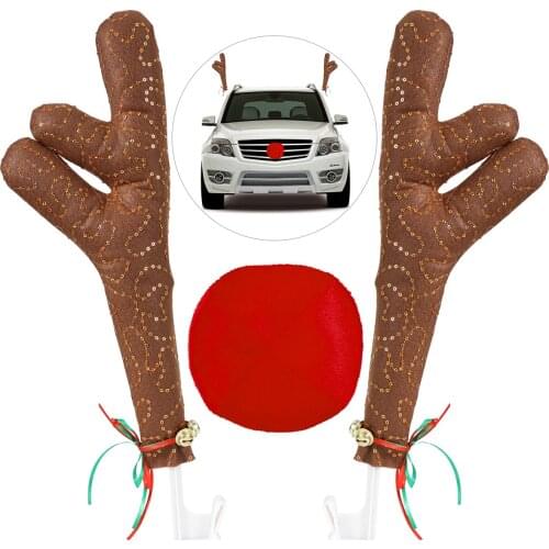 1 Set Reindeer Vehicle Costume Caribou Antler Animal Cute Car Decorations Christmas Accessories Kit