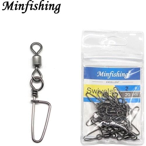 5 Packs Minfishing Brand Stainless Steel Fishing Swivel Snap Arc Clip Hook Accessories Tackle