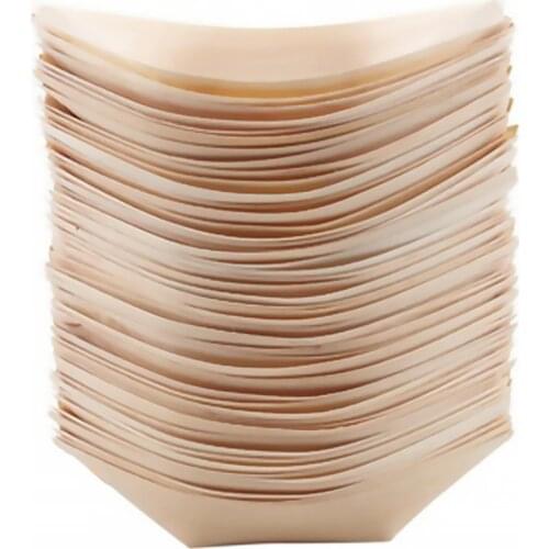 50pcs Wooden Tableware Snack Containers Disposable Food Containers Snack Bowl Disposable Sushi Wooden Salad Pine Wooden Boat