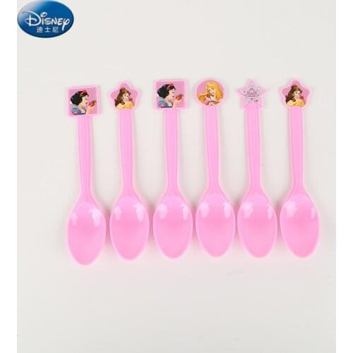 6pcs/lot Princess Cartoon beautiful Spoon Kids Girls Birthday Party Disposable Spoons Party Supplies Decoration