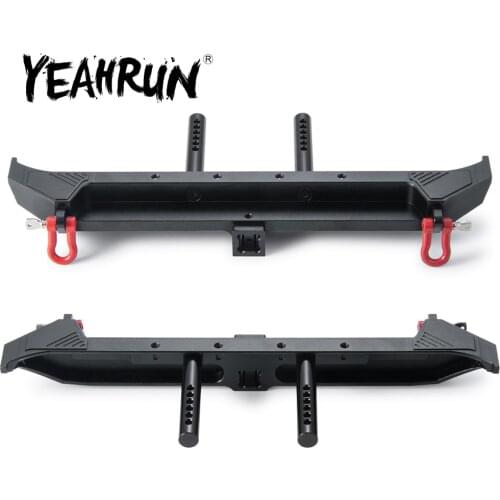 YEAHRUN Aluminum Rear Bumper Protection with Tow Hook for Axial SCX10 III AXI03007 1:10 RC Crawler Car Upgrade Parts