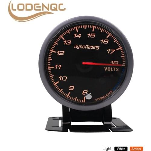 Lodenqc Car Meter 60MM Voltage Gauge Black Face Voltmeter With Amber & White Lighting 8-18V Meter