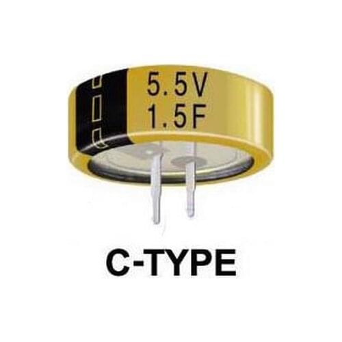 Free Shipping! 1pcx Farad capacitor 5.5V 1F C-type - Button Super Capacitor