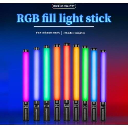 RGB Fill Light Stick Colorful Photography Fill Light with Tripod Bracket Ambient Light for Filming Stage Party