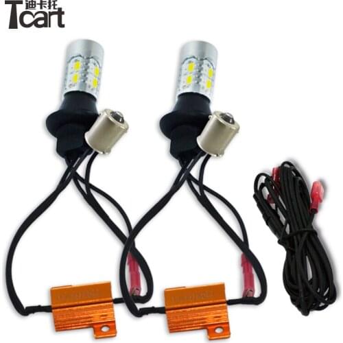 Tcart 2pcs DRL Daytime Running Light Turn Signals White+Amber Lamps PY21W BAU15S For Chevrolet Sonic Aveo 2008-2015 accessories