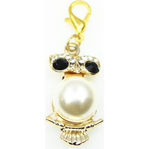Hot selling 10pcs Gold owl charm dangle charms lobster clasp charms diy bracelet&bangle jewelry hanging charm