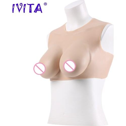 IVITA 100% Full Silicone Breasts Realistic Fake Boobs C Cup Enhancer for Crossdresser Transgender Drag Queen Shemale Cosplay