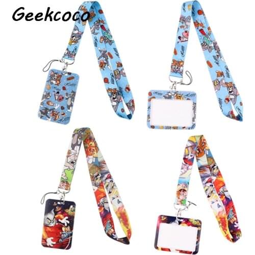 J2693 Cartoon Cat And Mouse Card Holder ID Holder Bus Card Holder Staff Card With Lanyard