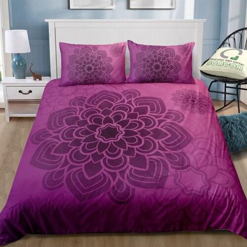 Thumbedding Dropship Bohemia Style Pink and Purple Bedding Set Classic Designed Floral 3D Duvet Cover Set Innovative Design