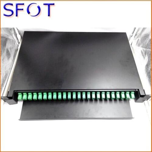Optical cable termination box, drawer type, 19'', 24 ports, 1U, can be full with SC/LC adaptors and pigtails