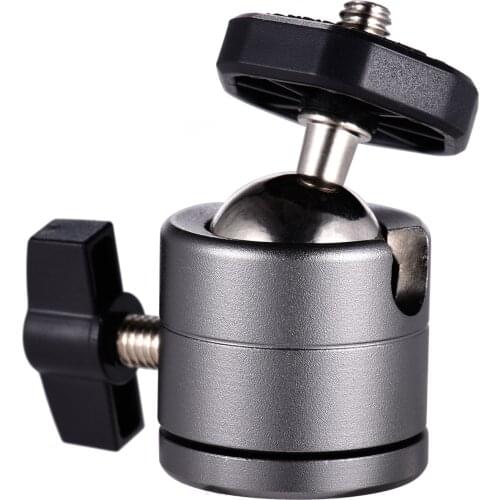 Mini Ball Head 360 Degree Rotatable Aluminum Alloy Ball Head Mount with 1/4 Inch Screw for Camera Camcorder Tripod