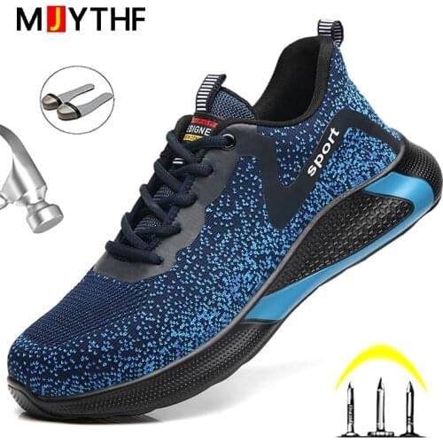 Fashion Men Safety Shoes Indestructible Work Shoes Lightweight Men Boots Steel Toe Shoes Men Work Sneakers Puncture-Proof Shoes