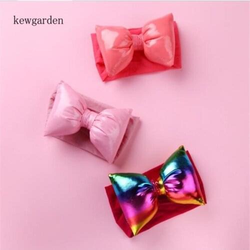 PU Bowknot Soft Headbands Baby Princess Turban Newborn Toddler Hair Accessories Children Headwear Dropshipping 2 Pcs / Lot