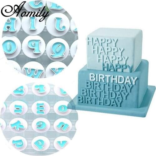 Aomily 3D Letters Numbers Spring Mould Cutter Set Cookie Fondant Baking Tool Birthday Biscuit Sugarcraft Fondant Press Ebosser