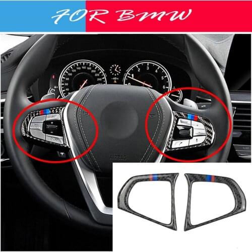 1SET 3D Gloss Carbon Fiber Stickers For Steering Wheel For BMW 5 Series G30 X3 G01 M Performance Accessories