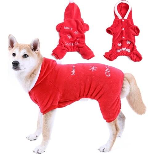 New Christmas Pet Dog Cat Snow Flake Costume Winter Warm Clothes Puppy Fleece Sweater Red Hood Jumper Coat High Quality Siamese