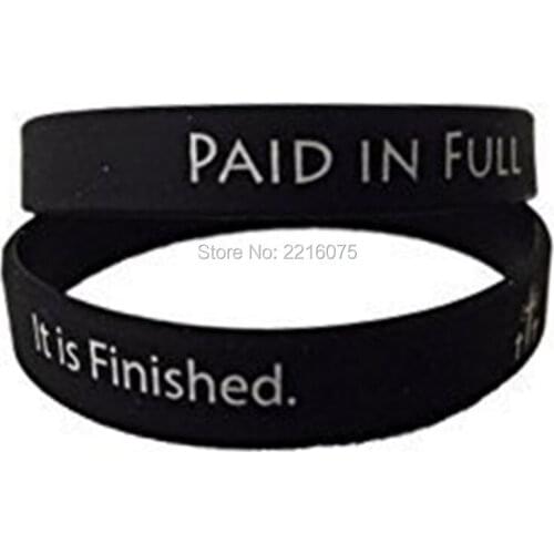 300pcs Paid in Full It Is Finished silicone wristband rubber bracelets free shipping by DHL express