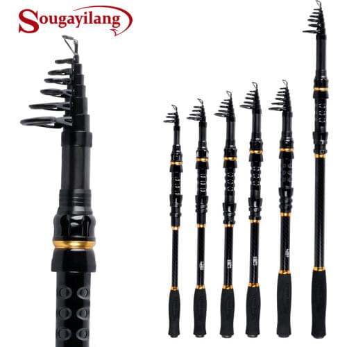Sougayilang High Qualit 1.8m-3.6m Portable Ultralight Fishing Rod Triple Layer Carbon Fiber Metal Material Superhard EVA Handle