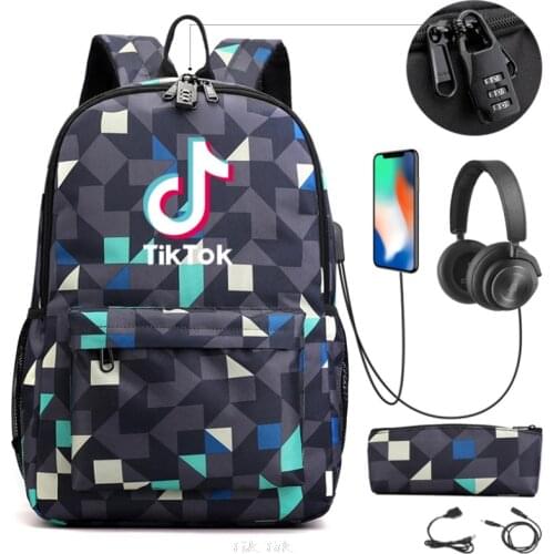 Hot TIK TOK 2pcs Set Backpack Children Anime Cartoon School Bag Bookbag Men Women Travel bags Mochila Daily Rucksack