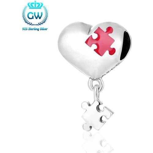 925 Sterling Silver Charm Red Enamel Heart Pendant European Charms Silver Beads For Snake Chain Bracelets DIY Jewelry S165-30